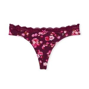 Dream Angels Satin Peony Thong Panty S NWT